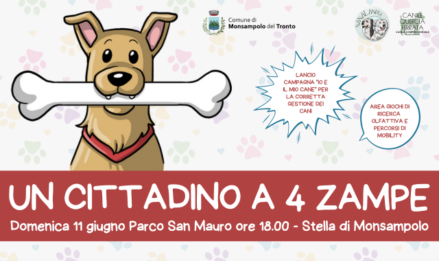 "Un cittadino a 4 zampe" l'evento organizzato dal Comune di Monsampolo per promuove la corretta gestione dei cani 