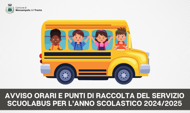 Orari e punti di raccolta del Servizio Scuolabus per l’anno scolastico 2024/2025