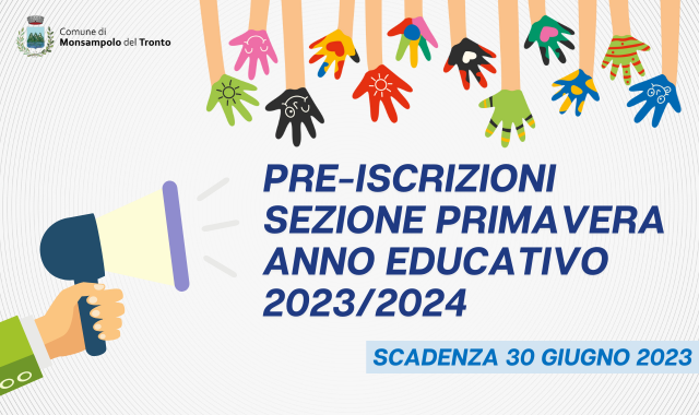 Pre-iscrizioni Sezione Primavera anno educativo 2023/2024
