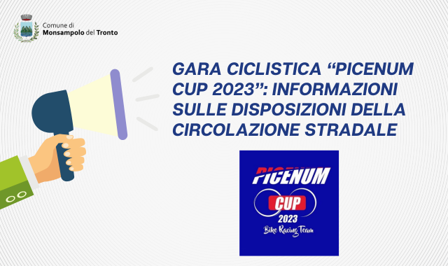 Gara ciclistica “Picenum CUP 2023”: informazioni sulle disposizioni della circolazione stradale