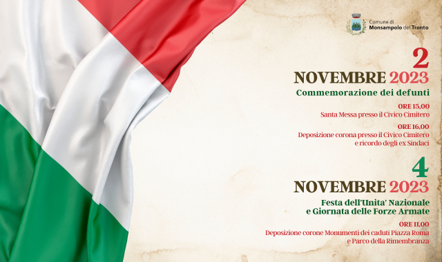 Le cerimonie del 2 e del 4 Novembre a Monsampolo