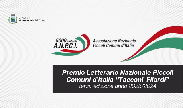Premio Letterario Nazionale Piccoli Comuni d'Italia “Tacconi-Filardi” Terza edizione anno 2023/2024